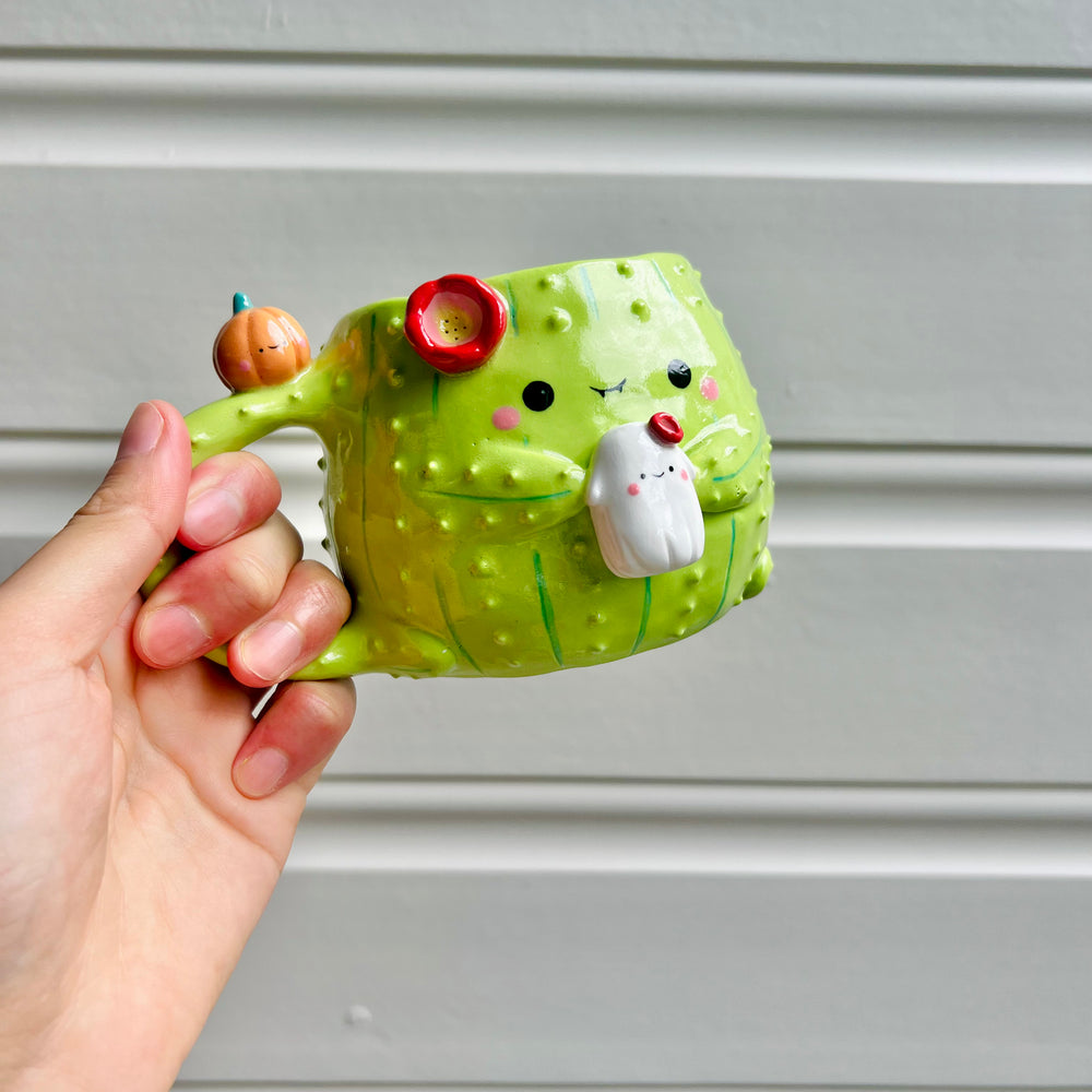 Halloween cactus mug with ghost friend, photo 6 of 6
