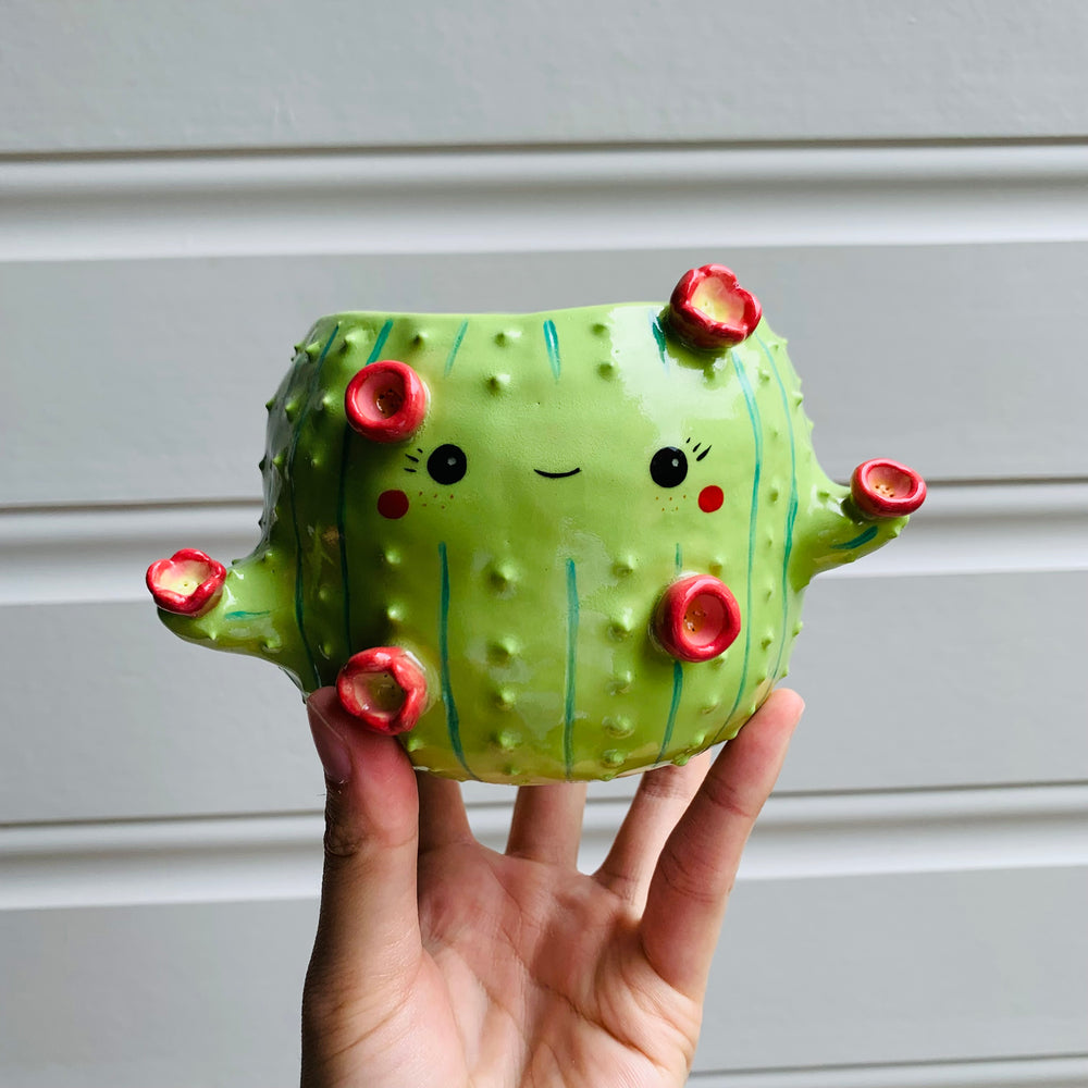 Flowery cactus pot, photo 1 of 9