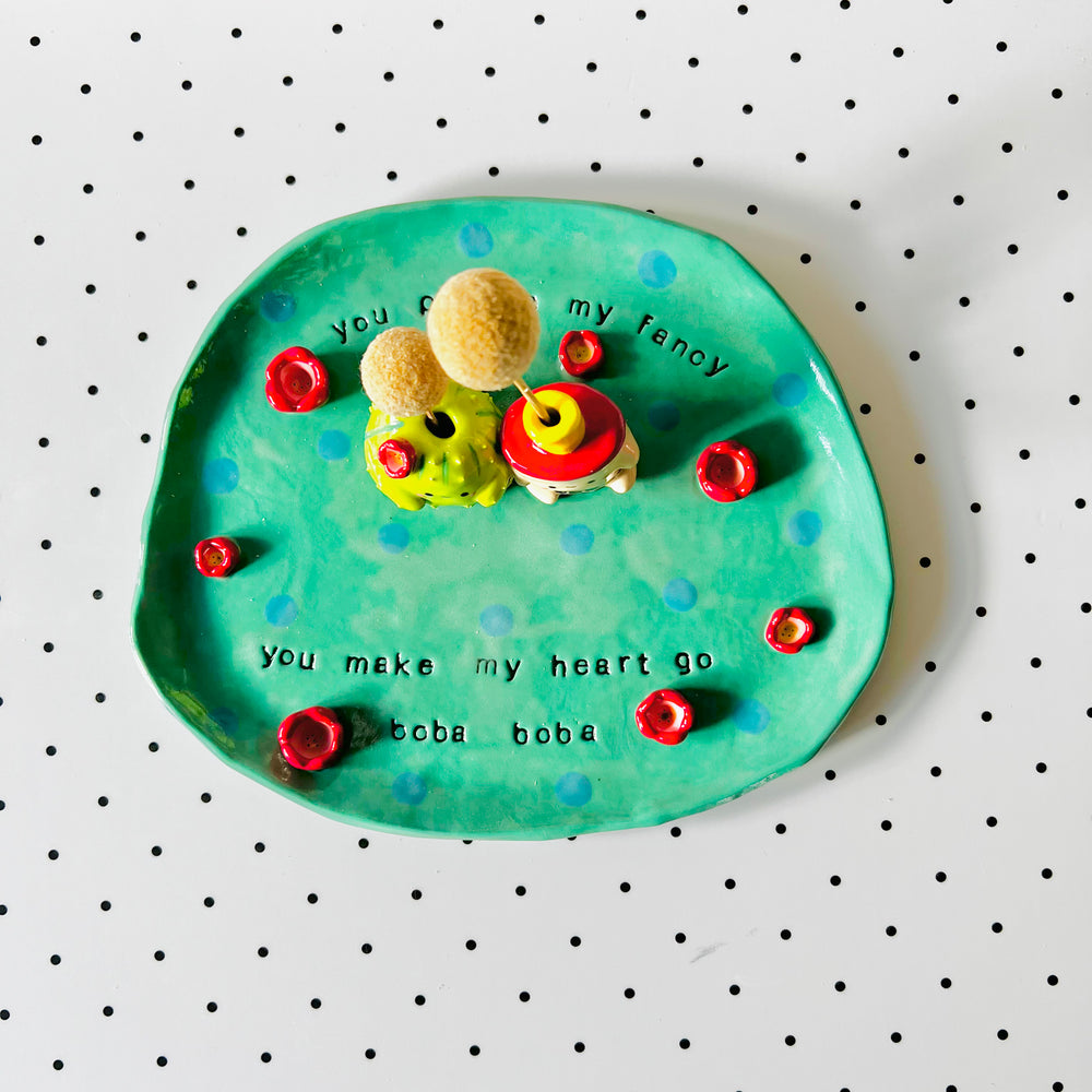 Punny cactus bubble tea vase trinket dish, photo 6 of 6