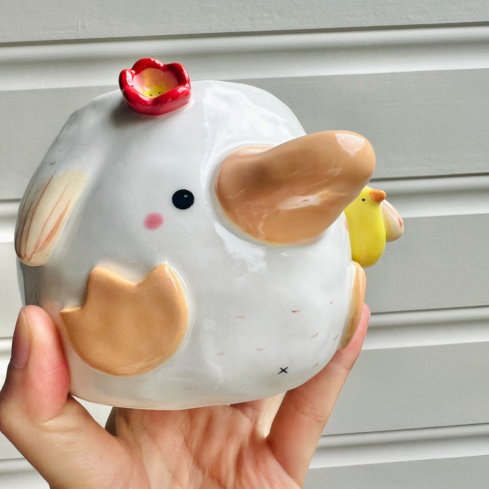 Flowery duck pot with duck friend, photo 6 of 7