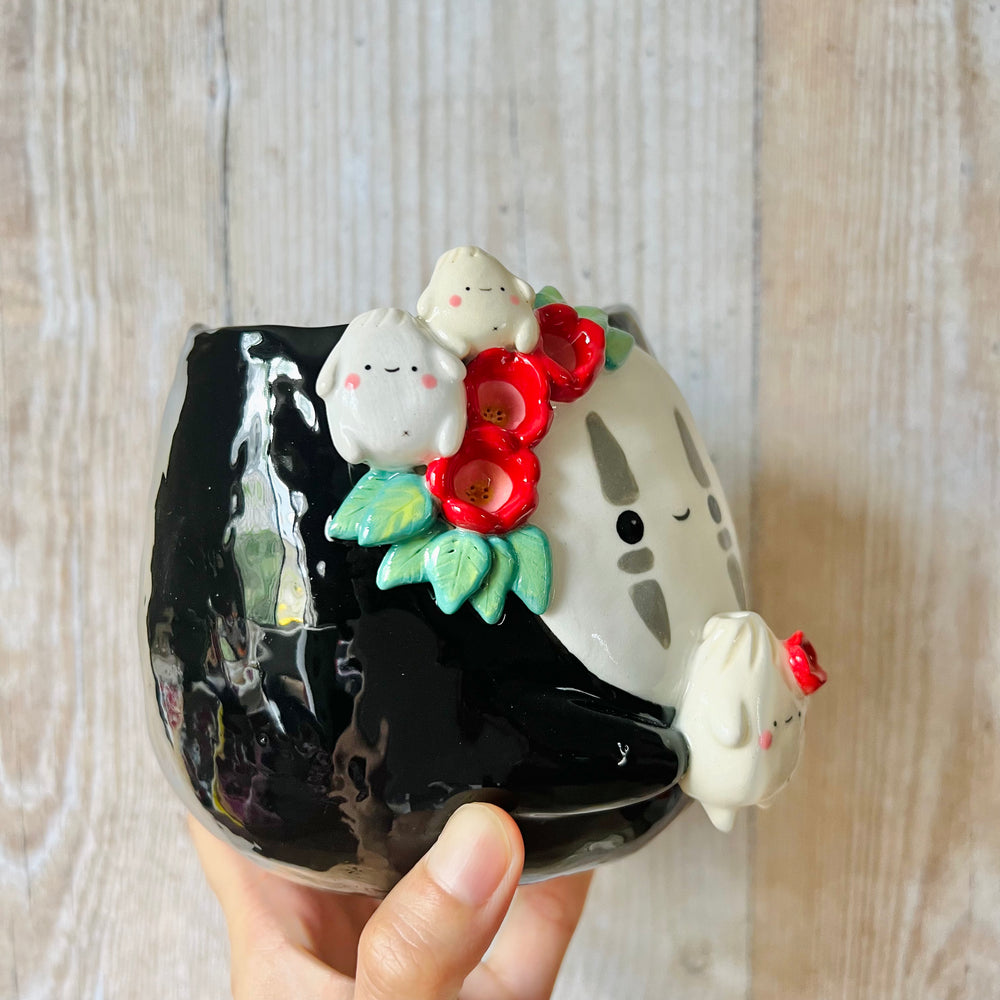Flowery NO FACE POT with dumpling friends, photo 2 of 7