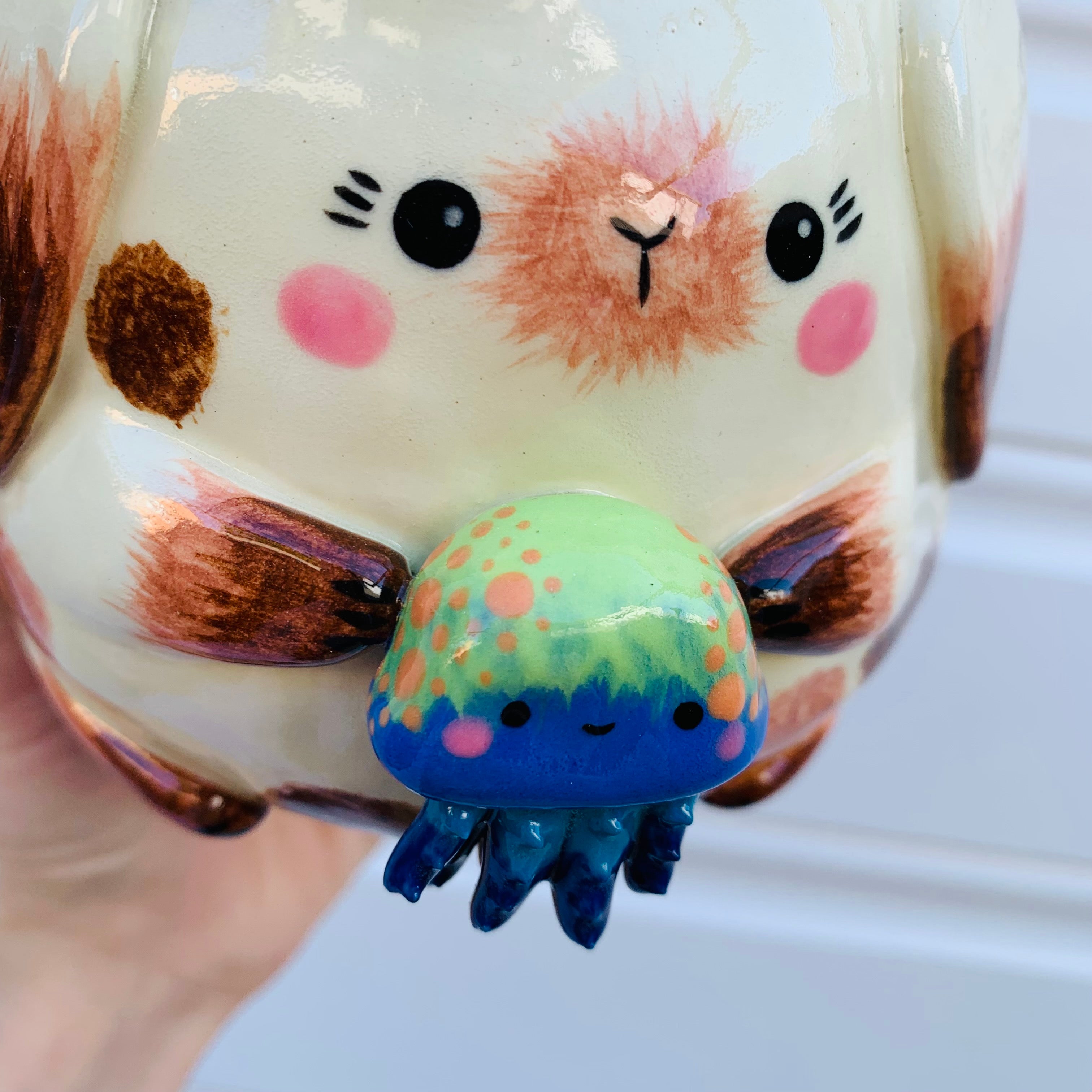 Big bunny with jellyfish friend planter