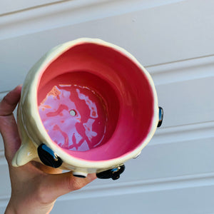 Peanut Puggo with Pink Galah Friend pot