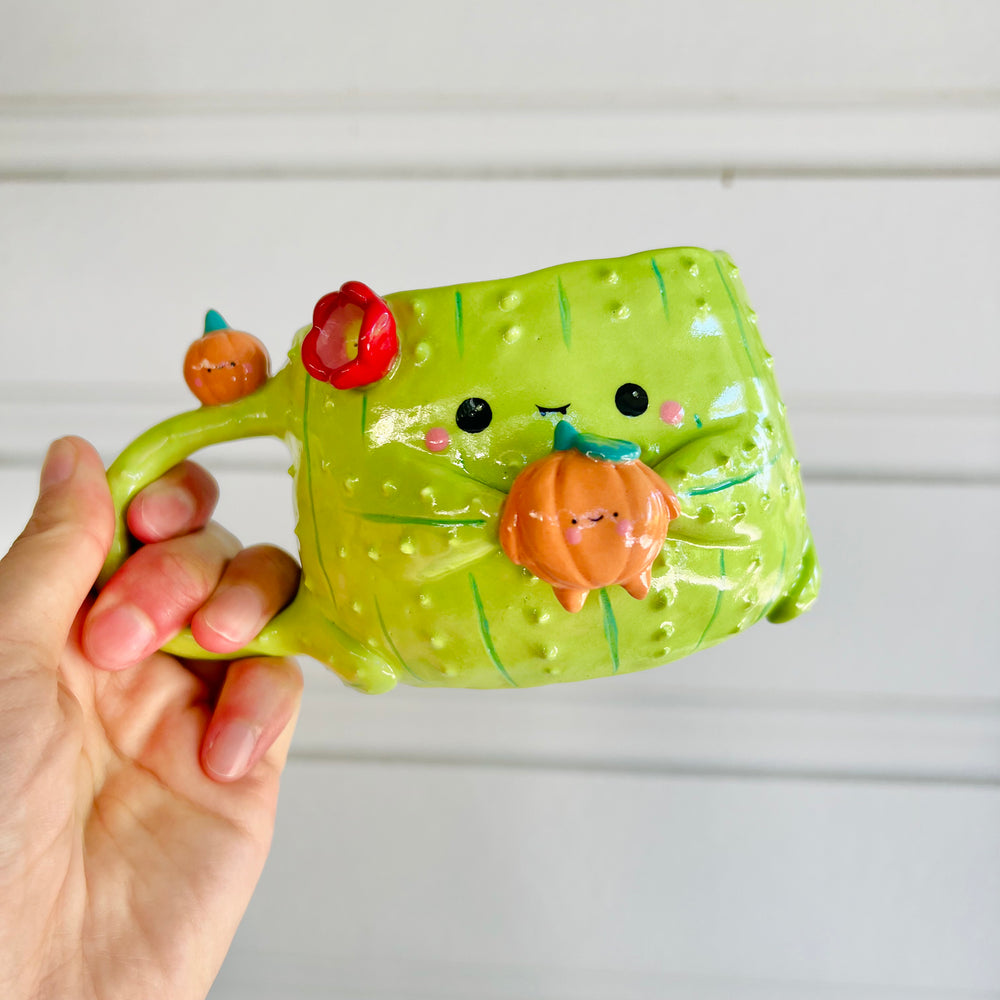 Halloween cactus mug with pumpkin friends, photo 6 of 6