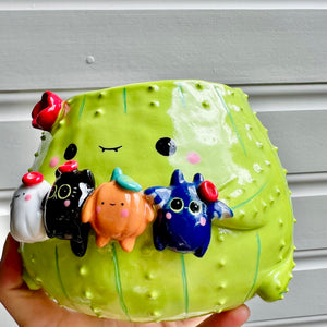 LARGE Halloween cactus pot with all the Halloween friends