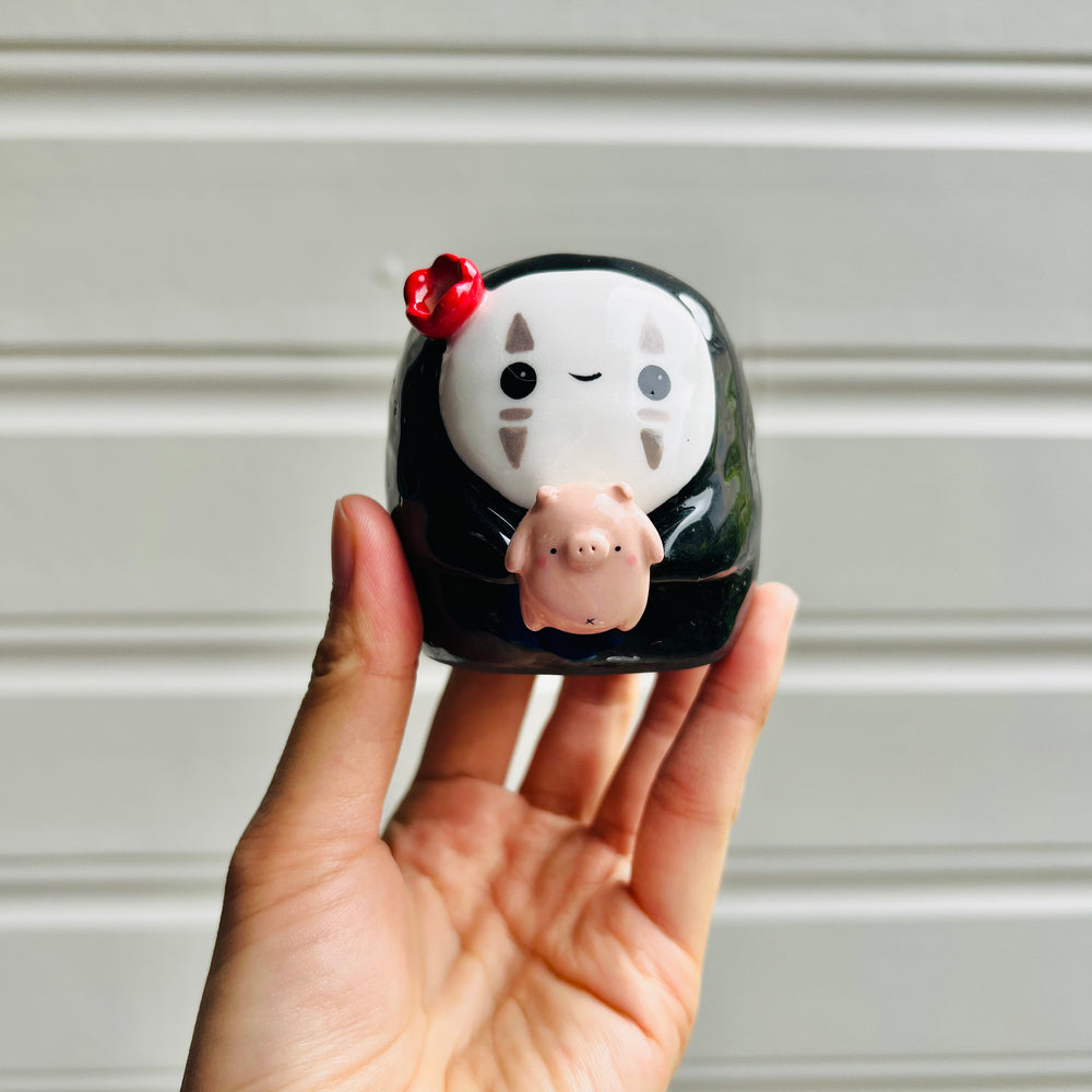 No Face vase with pig friend, photo 1 of 4