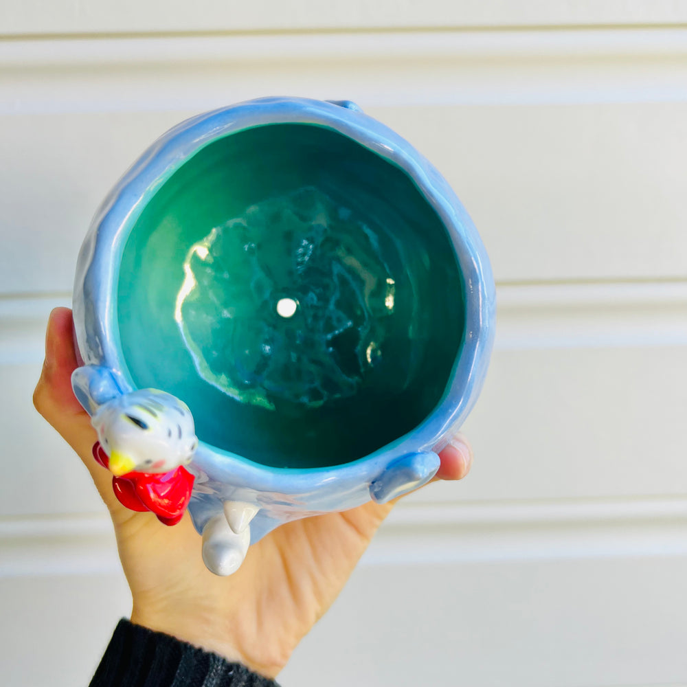 Rhino pot with egret friend, photo 5 of 5