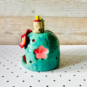 Flowery cactus bubble tea candle holder