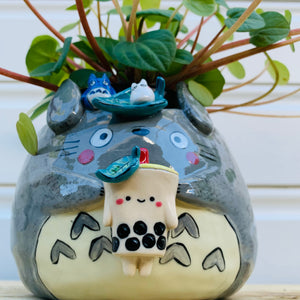 TOTORO and friends with bubble tea planter