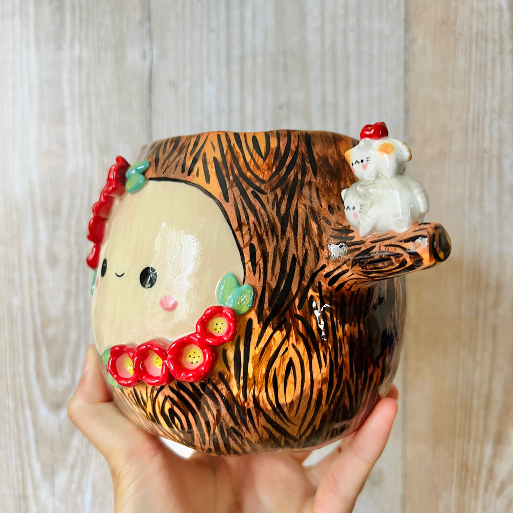 HAPPY TREE POT with cat friends, photo 4 of 8
