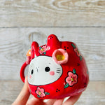 LNY DARUMA BUNNY MUG with mandarin friend