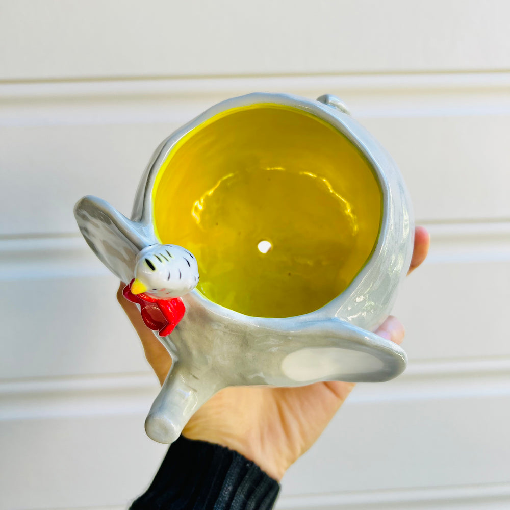 Elephant pot with egret friend, photo 5 of 5