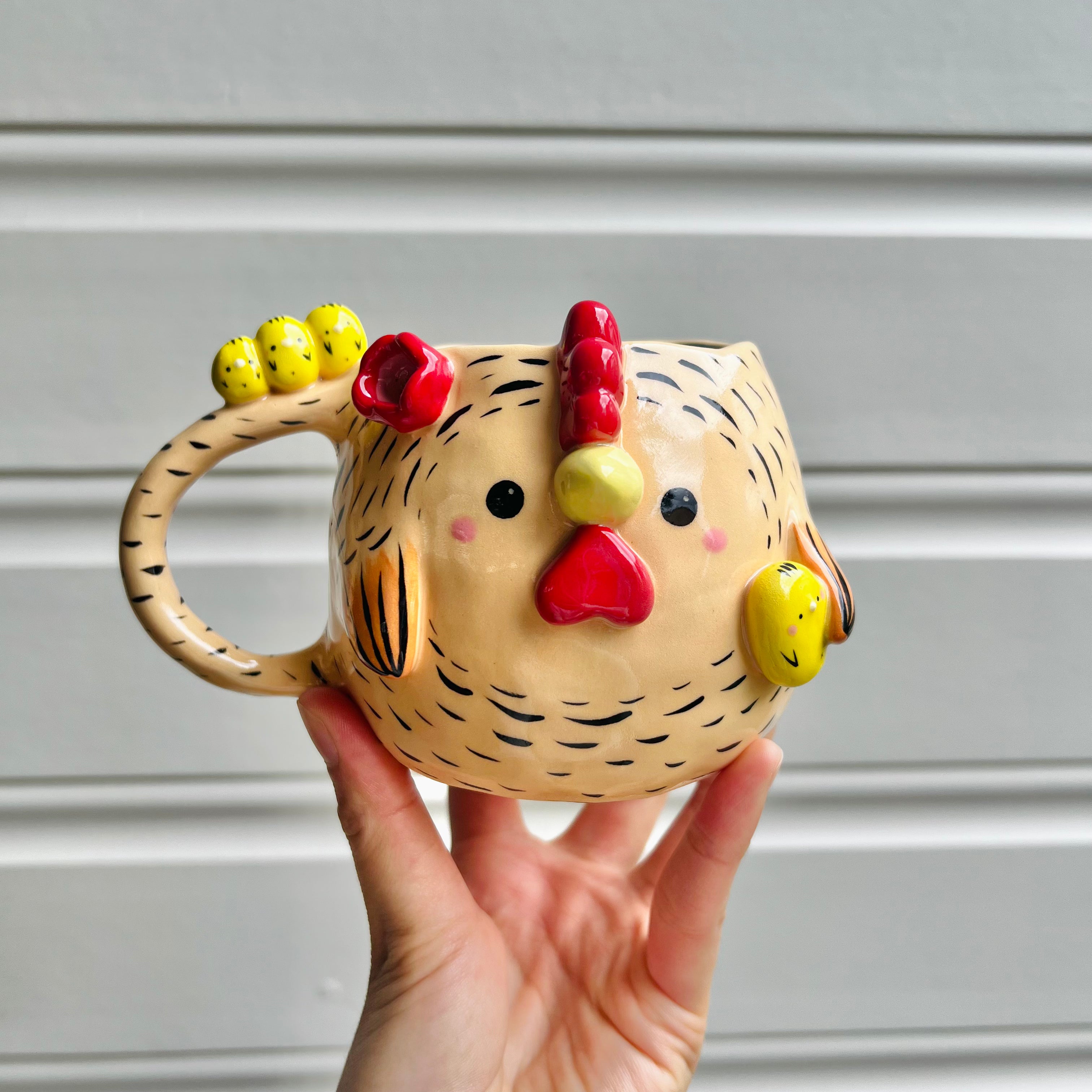 Orange chicken mug with chicks