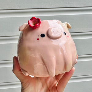 Flowery pig pot