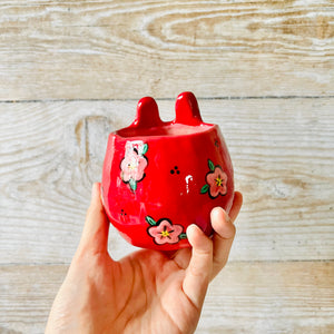 LNY Flowery Daruma Bunny pot