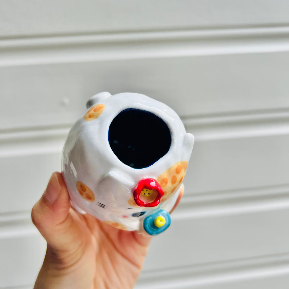 Ginger cat vase with bubble tea friend, photo 5 of 5