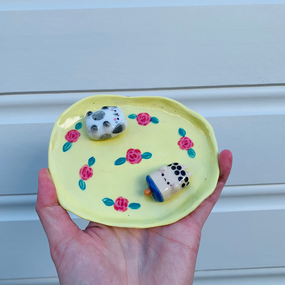 Bubble tea and bunny flowery trinket dish, photo 8 of 8