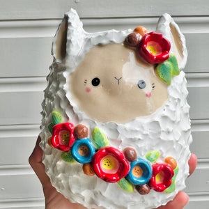 LARGE flowery llama pot