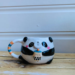 Panda mug with bubble tea friend