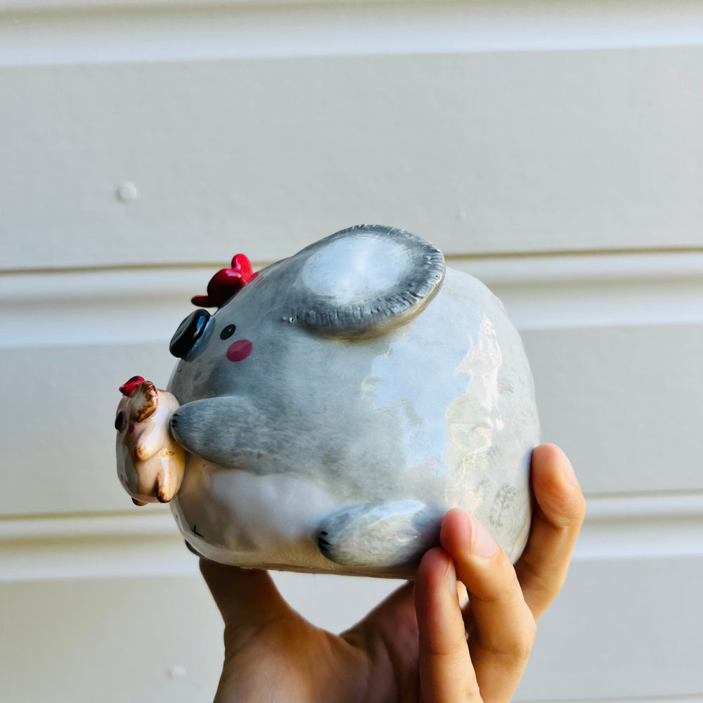 Flowery Koala Pot with koala baby, photo 3 of 6