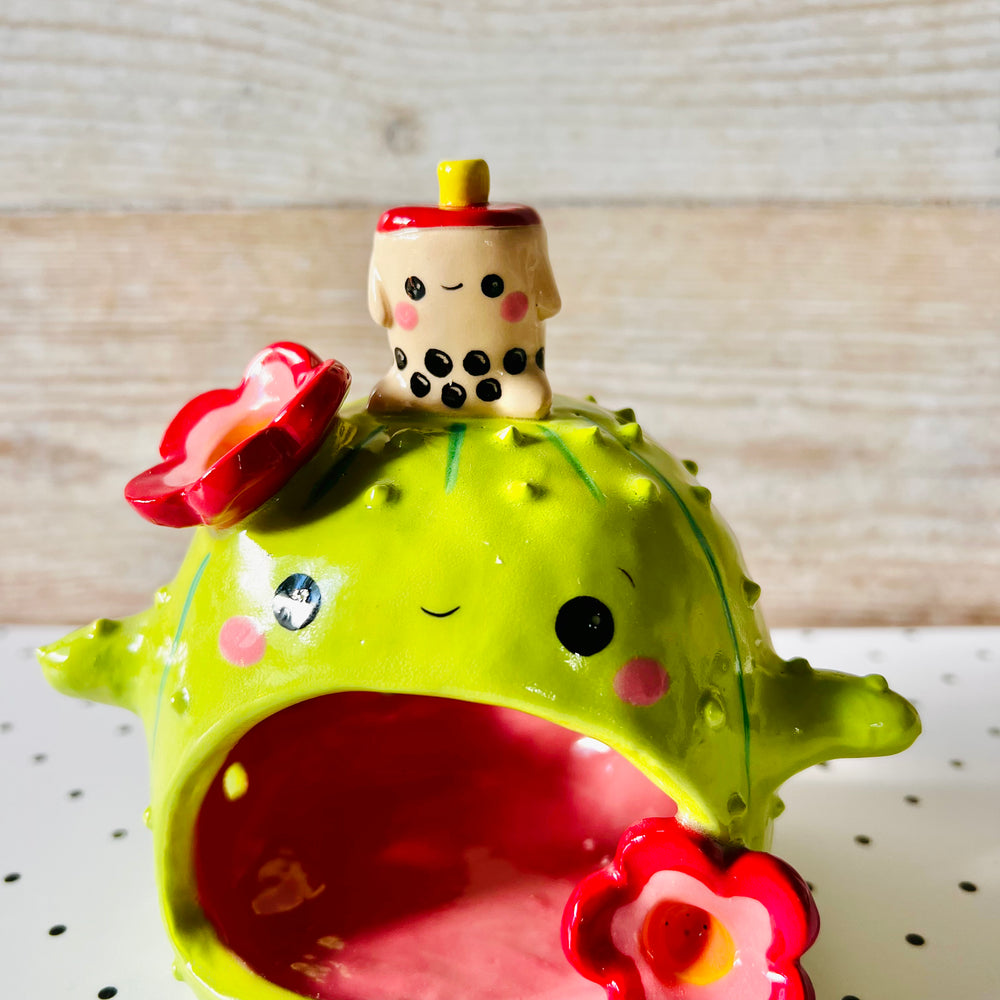 Cactus bubble tea candle holder, photo 2 of 8