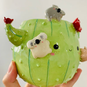 Flowery cactus pot with koala friends