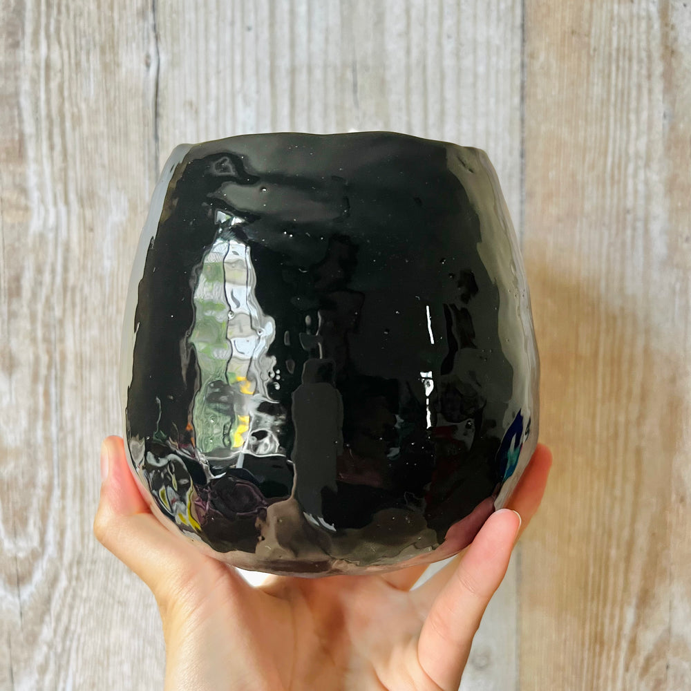 Flowery NO FACE POT with cat friends, photo 4 of 7