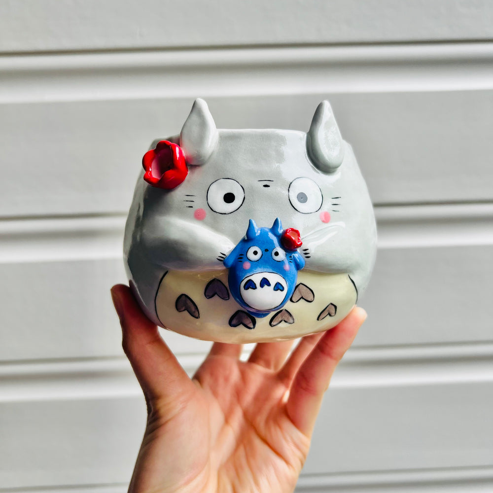 Totoro pot with Chibi Totoro friend, photo 1 of 6