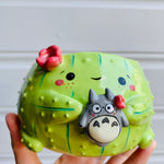 Flowery cactus pot with Totoro friend