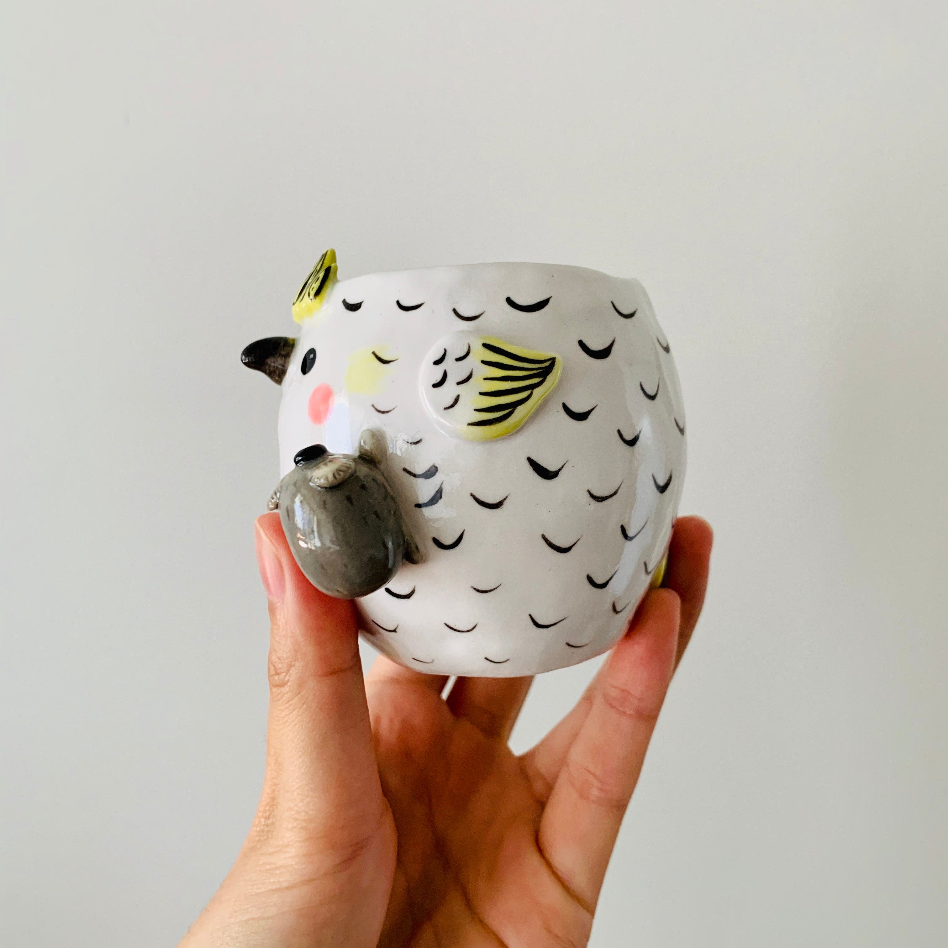 Cockatoo with koala friend pot