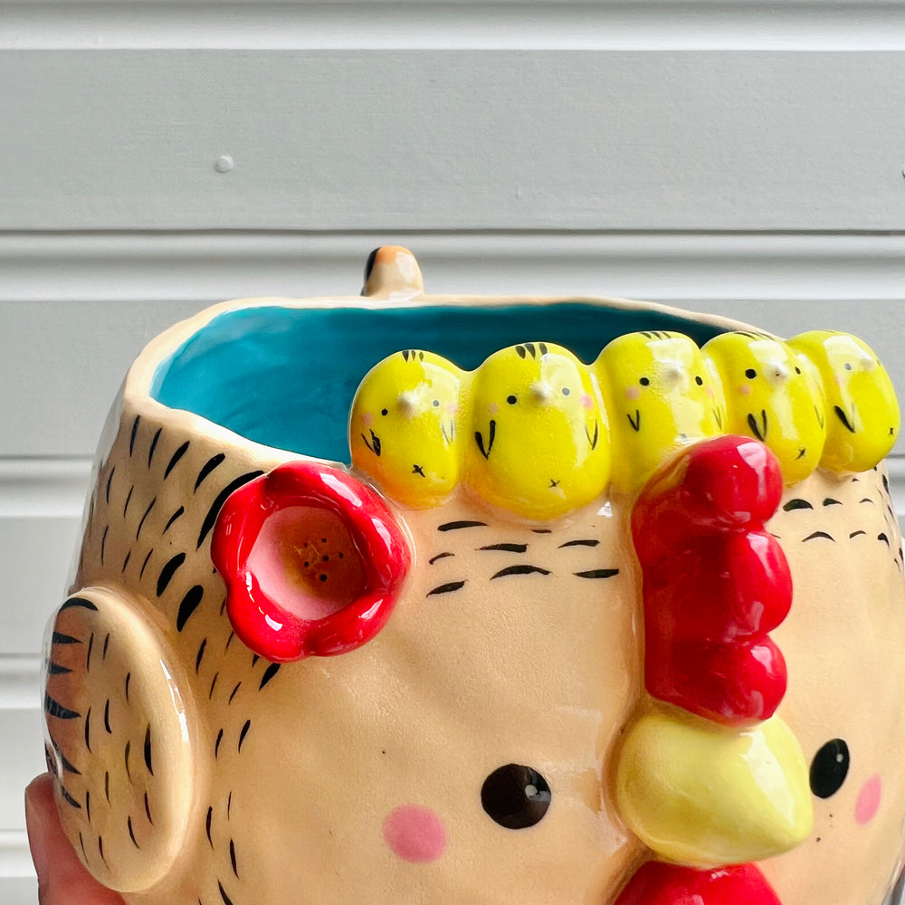 LARGE orange chick crown chicken pot, photo 6 of 8