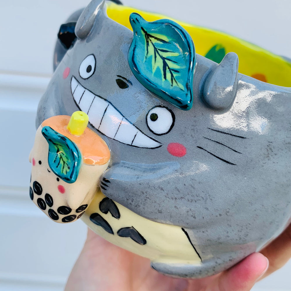 Smiling Totoro with bubble tea mug, photo 7 of 10
