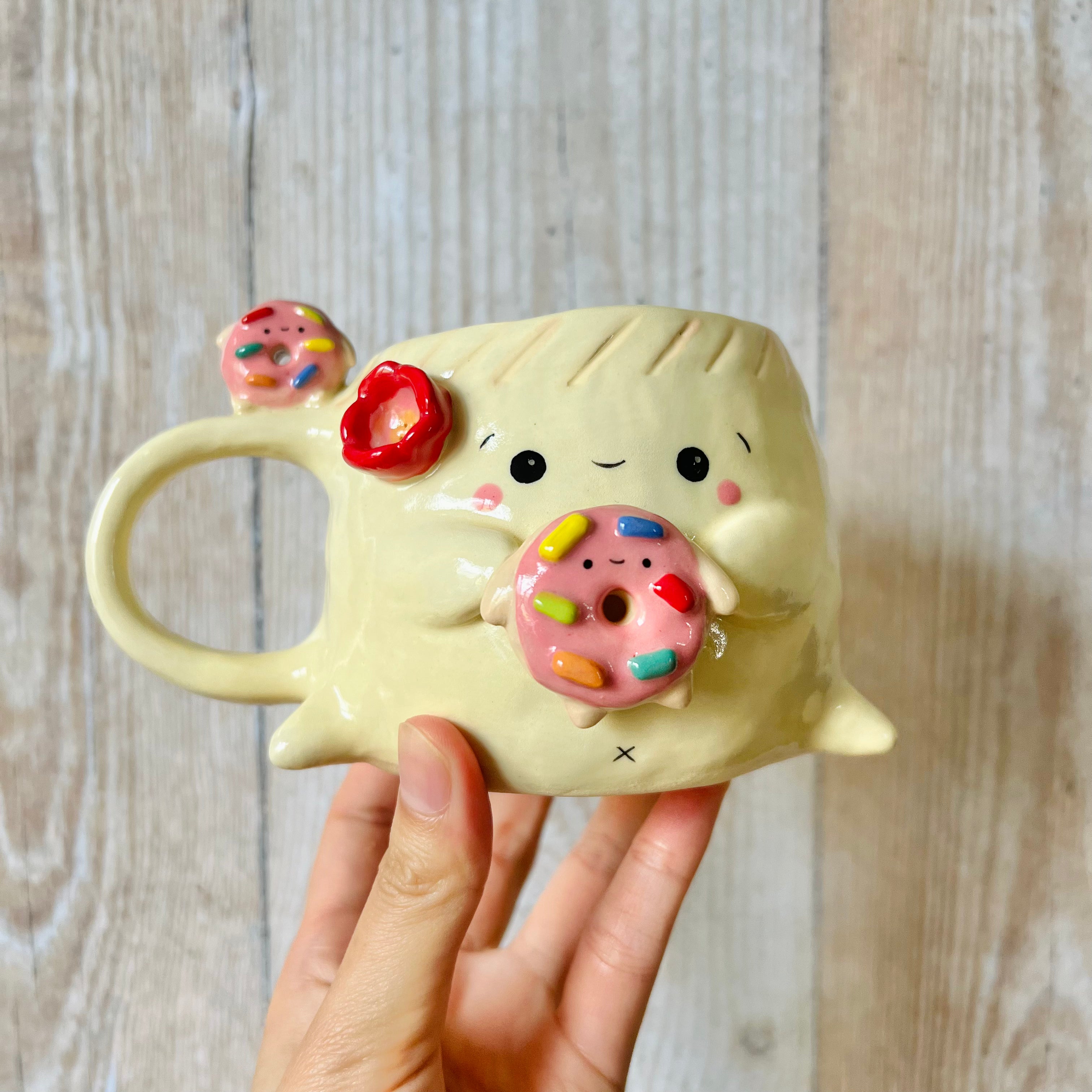 DUMPLING MUG with donut friends