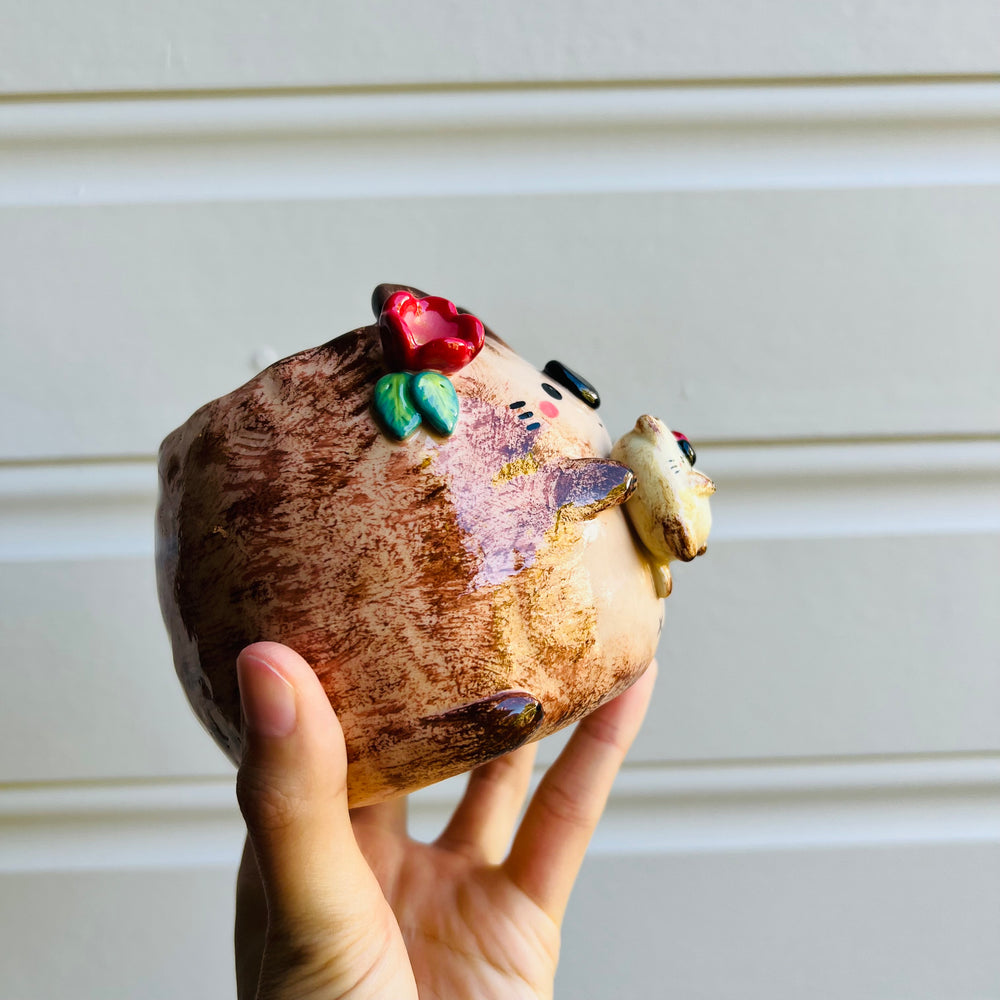 Flowery Quokka Pot with Quokka baby, photo 2 of 5
