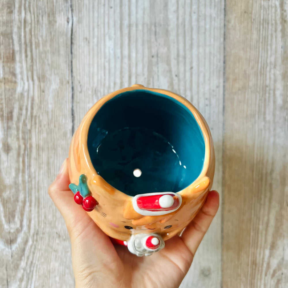 STOCKING GINGER CAT POT with grey cat baby, photo 5 of 6