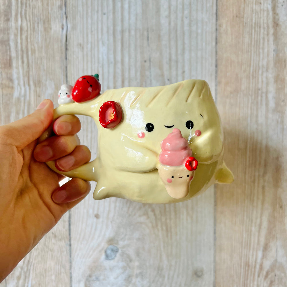 DUMPLING MUG with strawberry and cream ice cream friends, photo 5 of 8