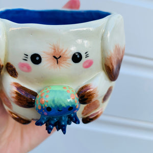 Small bunny with jellyfish friend planter