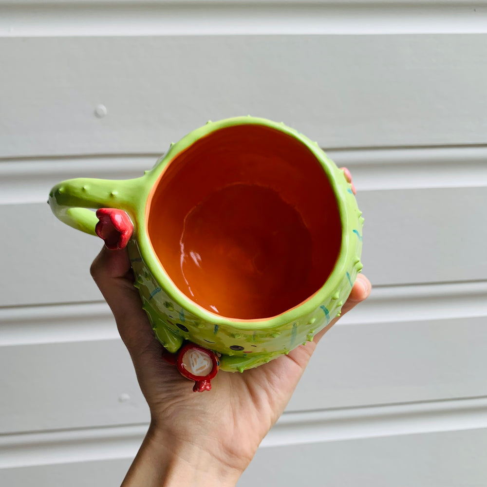 Light green CACTUS coffee pun mug with mug friend, photo 6 of 11