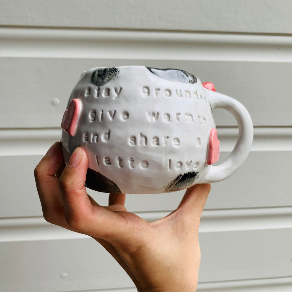 White and grey DOGGO coffee pun mug with mug friend, photo 5 of 12