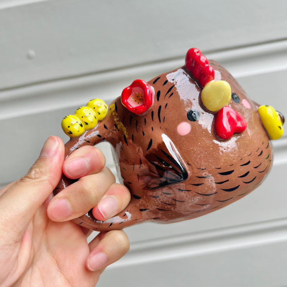 Brown chicken mug with chicks, photo 9 of 9