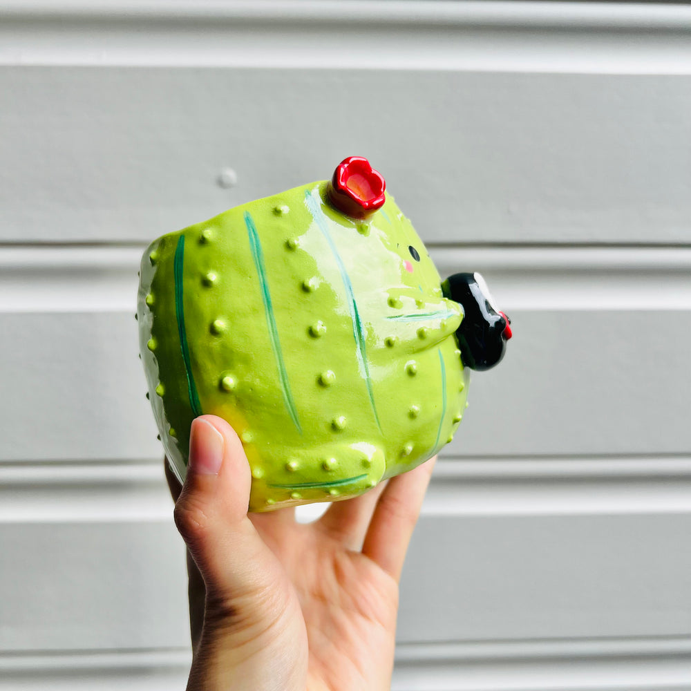 Flowery cactus pot with heart No face friend, photo 2 of 6