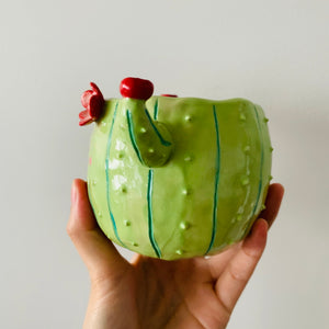Flowery cactus pot with sloth friend