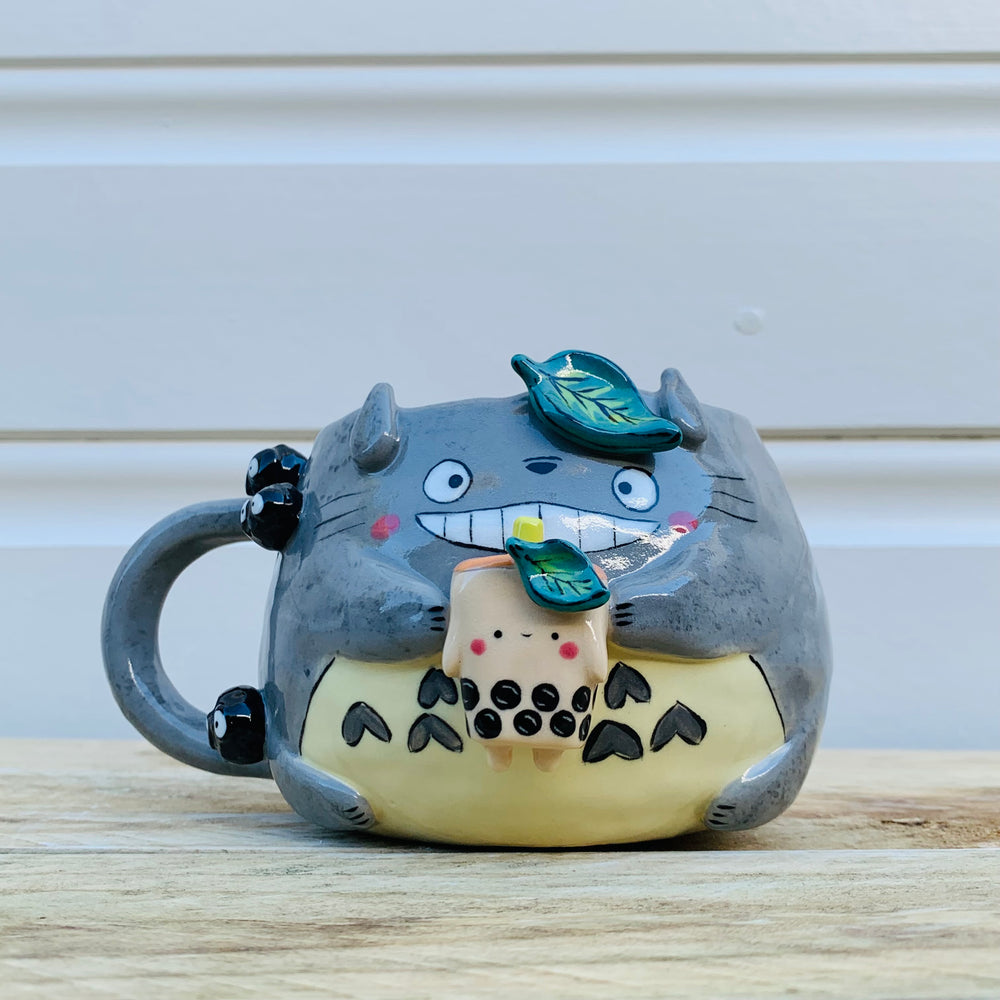 Smiling Totoro with bubble tea mug, photo 1 of 10
