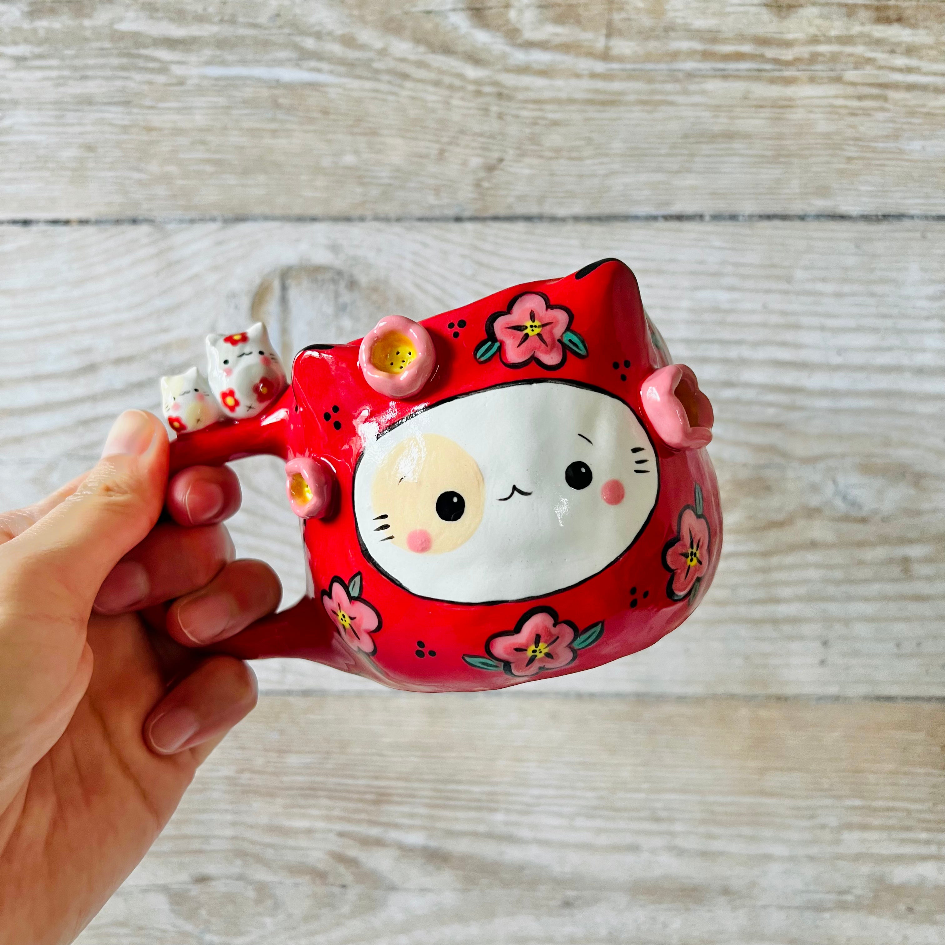 LNY DARUMA CAT MUG with cat friends