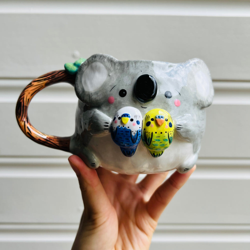 Koala Mug with Budgie friends, photo 1 of 4