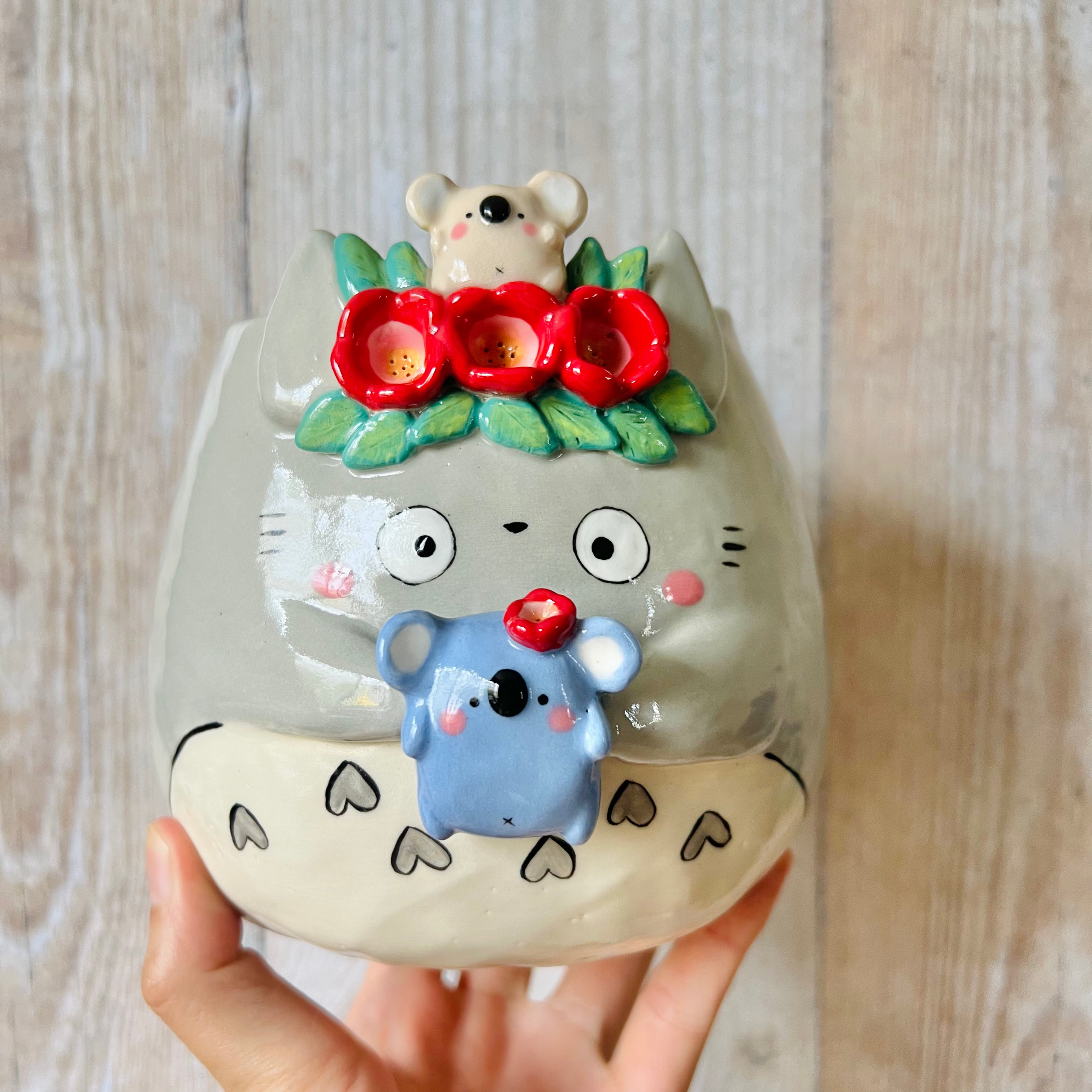 Flowery TOTOR POT with Koala friends