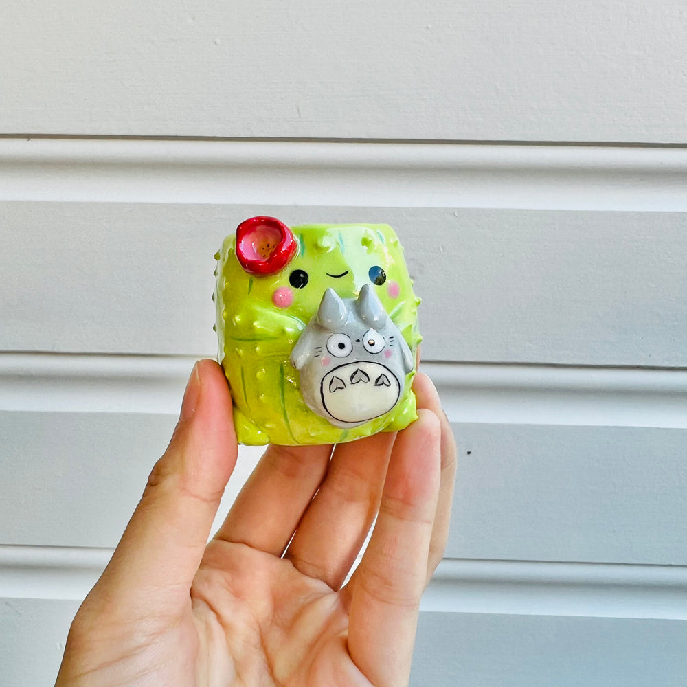 MINIS Flowery Cactus with Totoro friend, photo 1 of 5