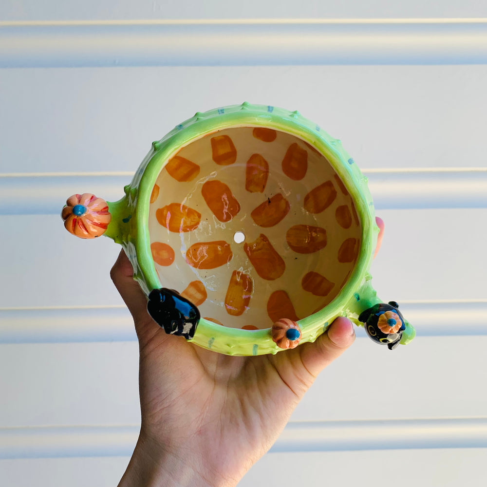 Pumpkin cactus pot with black cat friends, photo 6 of 7