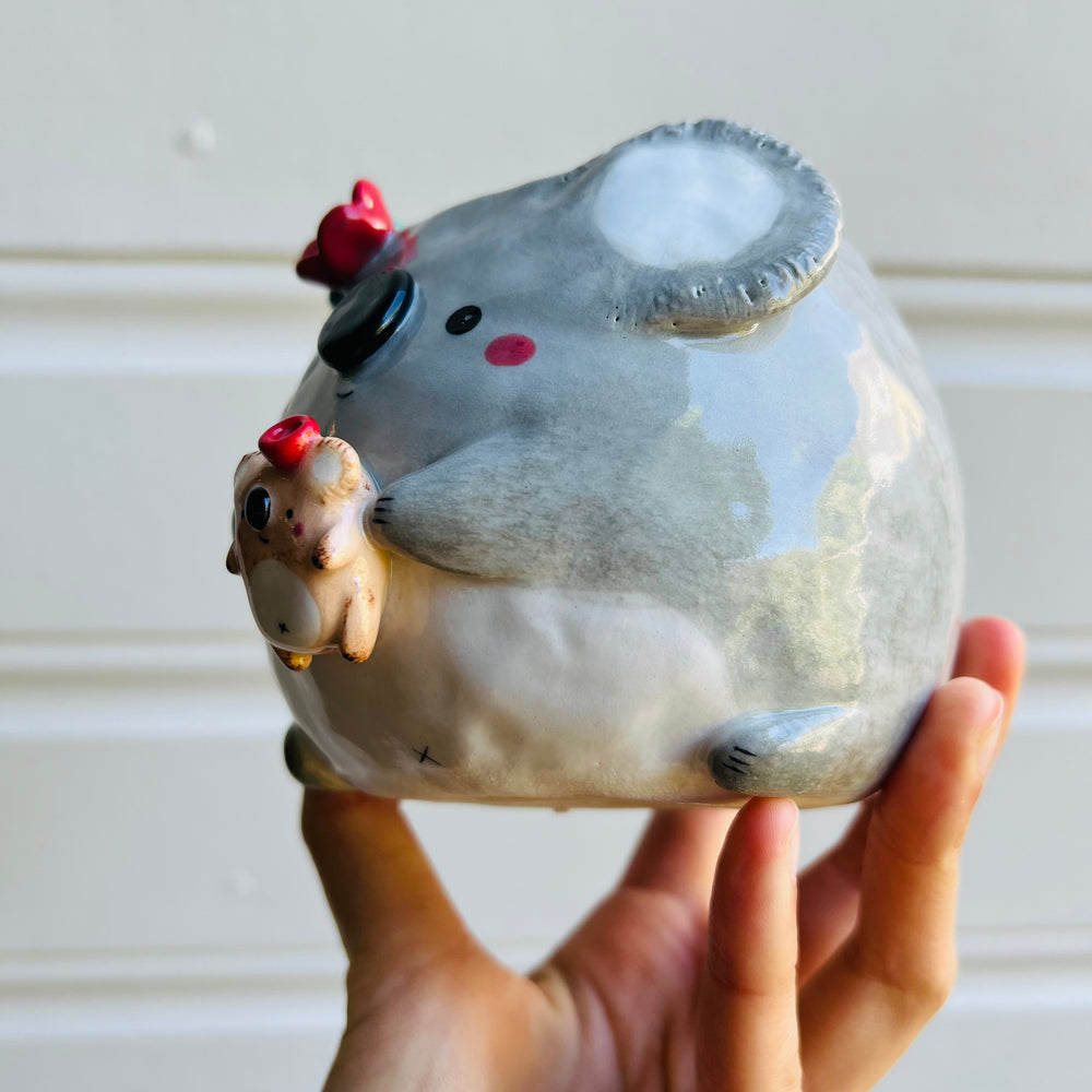 Flowery Koala Pot with koala baby, photo 3 of 5