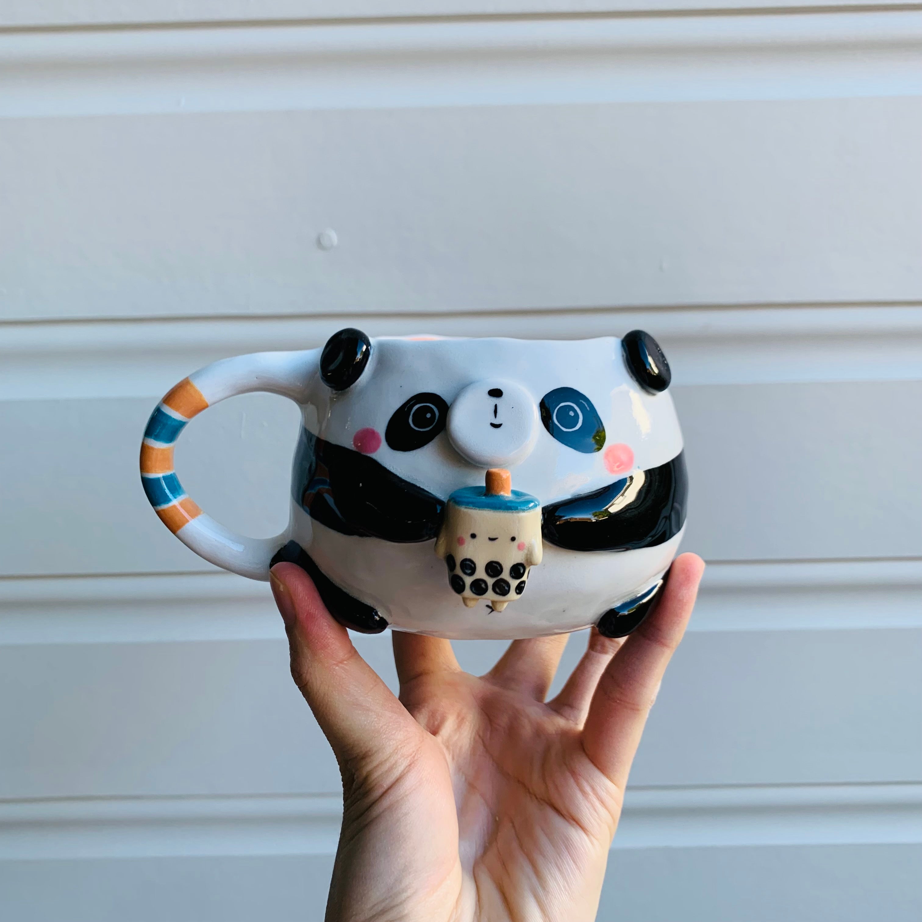 Panda mug with bubble tea friend